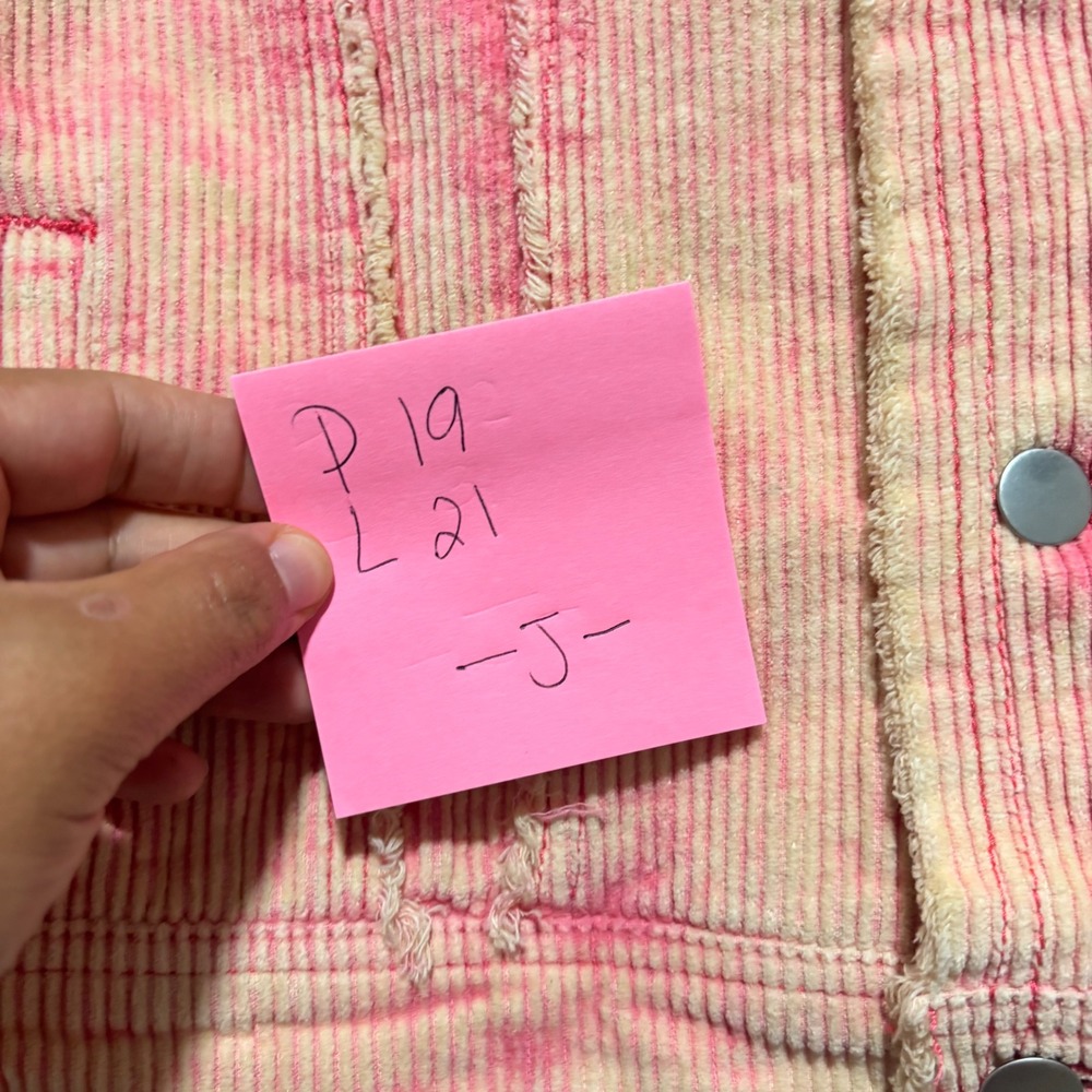 POL Pink Acid Wash Studded Corduroy Jacket Bohemian Frayed Trucker Women‎ MEdium - Picture 7 of 7